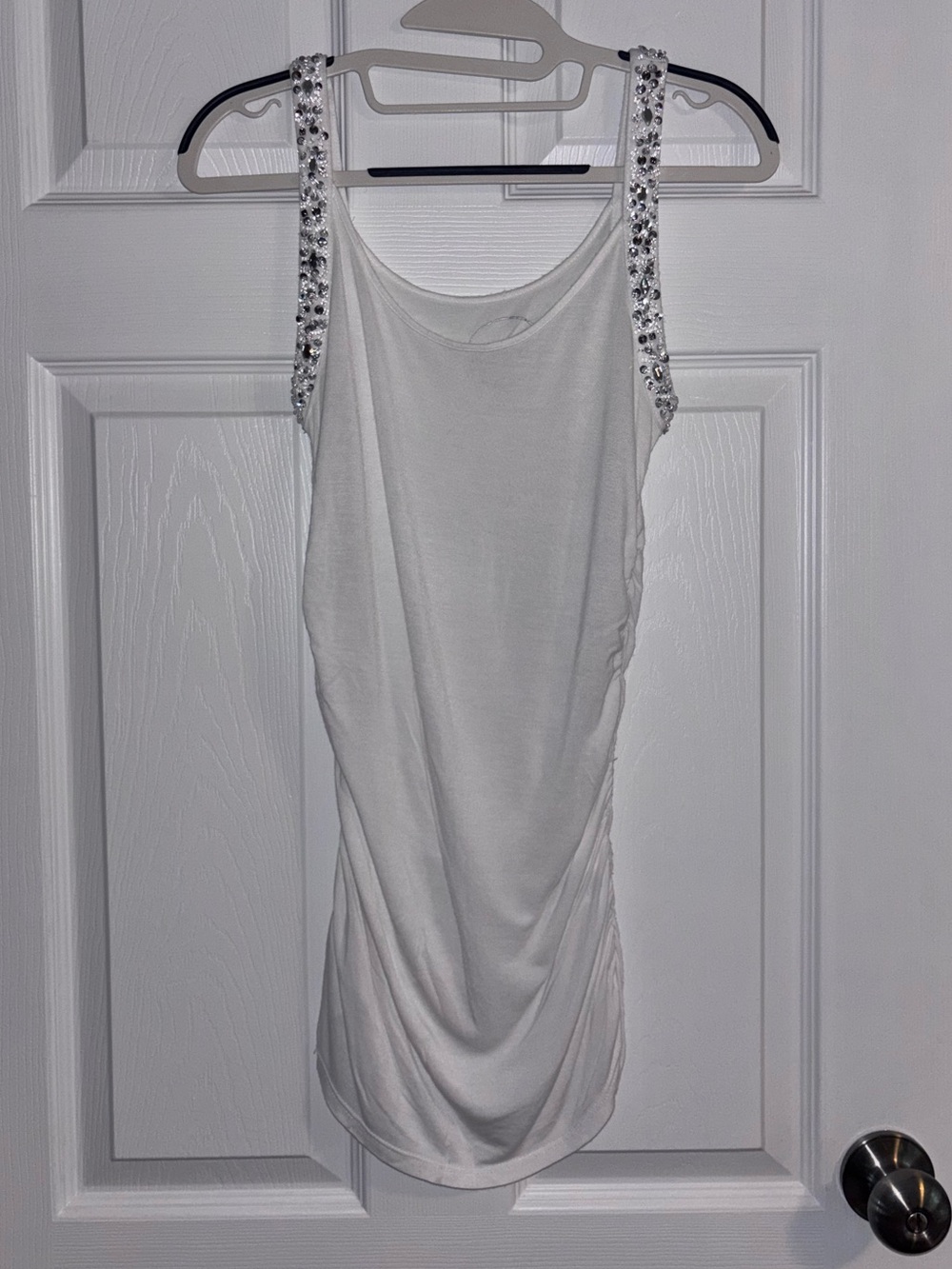 INC International Concepts Embellished Ruched White Tank Top – Size Small